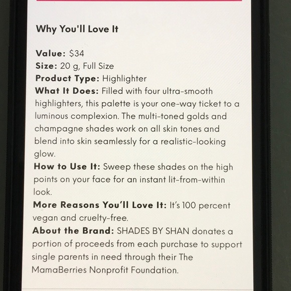 Shades By Shan - Highlighter Palette filled with four ultra-smooth highl… - Picture 6 of 6